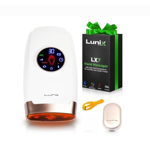 Lunix LX7 Hand Massager w/ Heat & Compression | Arthritis Carpal Tunnel Relief - Picture 1 of 14